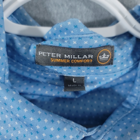 Peter Millar Polo Shirt Mens L Blue Summer Comfort Castle Pines Country Club - Picture 3 of 8